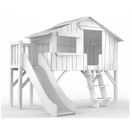 Mathy by Bols Loft Bed With Slide Tree- House Bunk - Bed Cottage - House Bed